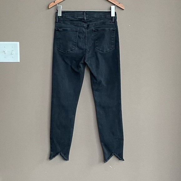 Frame Le‎ Skinny De Jeanne Triangle Hem Crop Skinny Jeans In Black Tull Size 28 - Picture 4 of 10